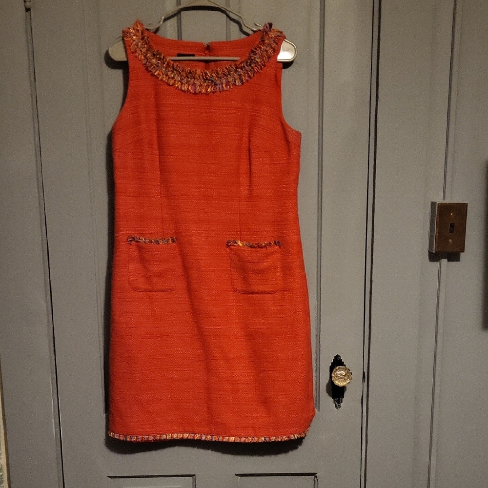 Talbots Vibrant Orange Textured Mini Dress